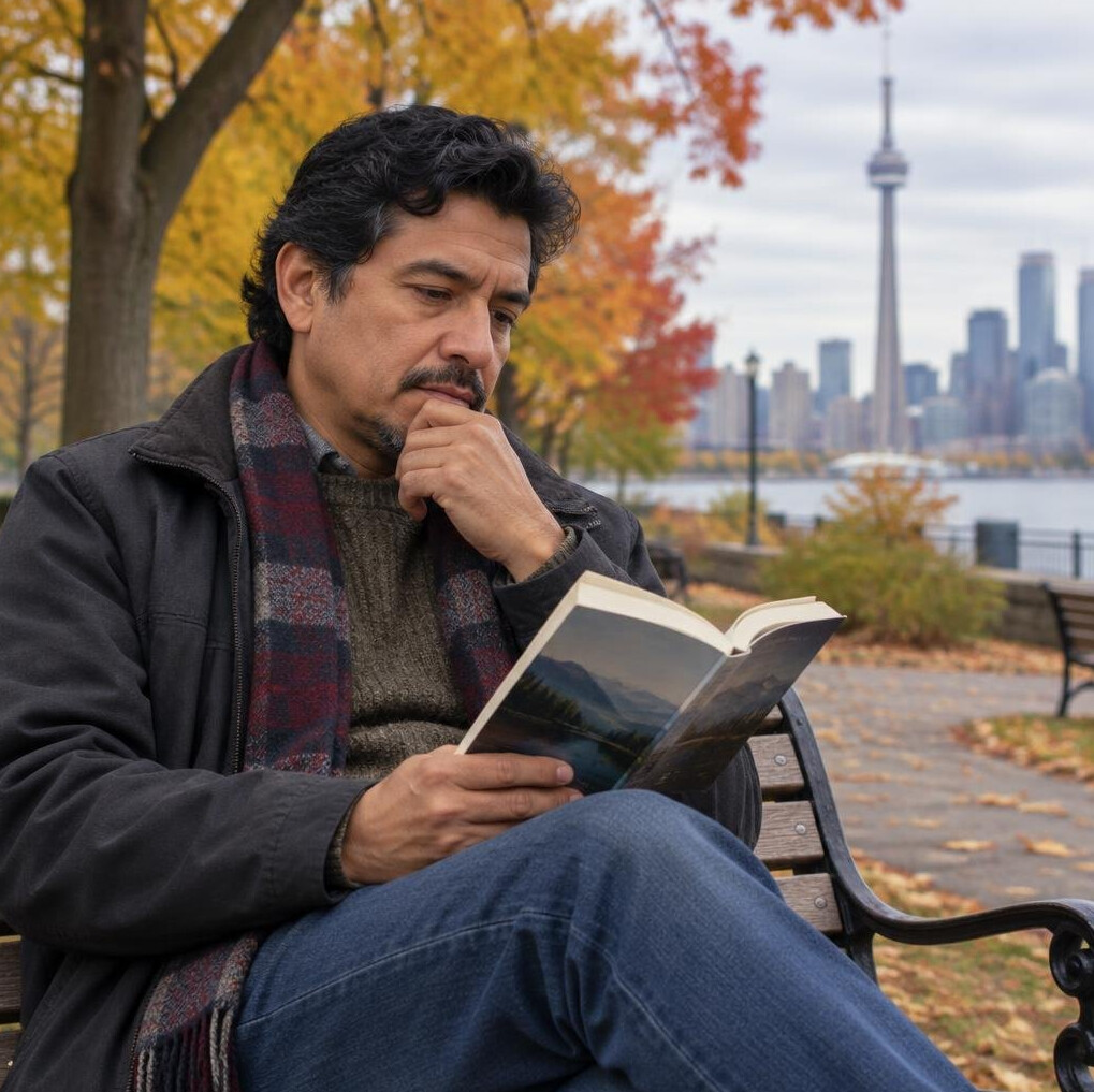 Person reading a book on a park bench